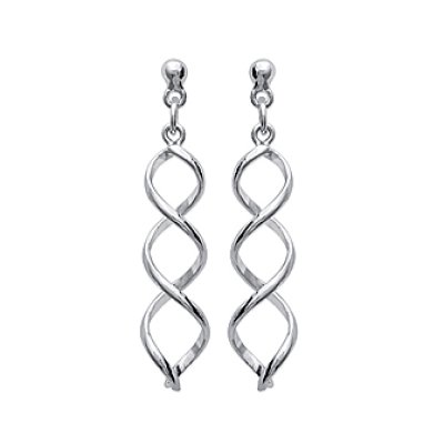 Boucles d'oreilles clous pendantes 30 mm - Eliane - argent massif 925