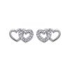 Boucles d'oreilles clous puces coeur 14 mm - France - argent 925 rhodié - zircon