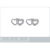 Boucles d'oreilles clous puces coeur 14 mm - France - argent 925 rhodié - zircon