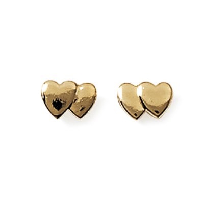 Boucles d'oreilles plaqué or 750 puces double coeur