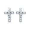 Boucles d'oreilles croix catholique 8 mm - Selene -  argent 925 rhodié - zircon