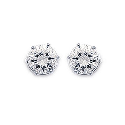 Puces d'oreilles 7 mm clous - Maryam - argent 925 rhodié - zircon transparent