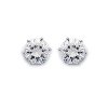 Puces d'oreilles 7 mm clous - Maryam - argent 925 rhodié - zircon transparent