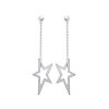 Boucles d'oreilles clous pendantes étoiles 40 mm - argent massif 925 rhodié