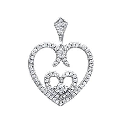 Pendentif argent massif 925 rhodié et oxyde de zirconium micro serti