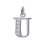 Pendentif femme Lettre "U" majuscule argent 925 rhodié et zircons 13mm