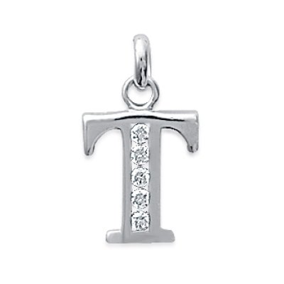 Pendentif argent massif 925 rhodié et oxyde de zirconium