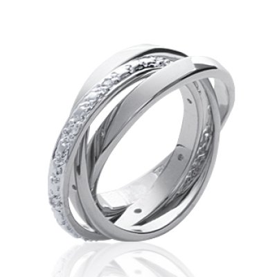 Bague argent massif 925 rhodié et oxyde de zirconium