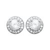 Boucles d'oreilles 7 mm puces clous rondes - Elisa - argent 925 rhodié - zircons