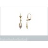 Boucles d'oreilles plaqué or bicolore pendantes dormeuses Pierre 36mm x 9mm