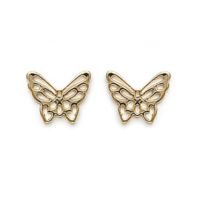 Boucles d'oreilles plaqué or 750 puces papillons