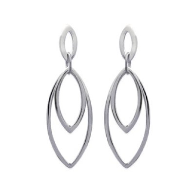 Boucles d'oreilles 40 mm clous pendantes calisson - Celia - argent 925 rhodié