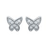 Boucles d'oreilles papillons 6 mm puces clous - Ava - argent 925 rhodié - zircon