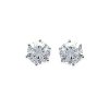 Puces d'oreilles 6 mm clous - Oceane - argent 925 rhodié - zircon transparent