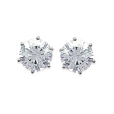 Puces d'oreilles 8 mm clous - Andrea - argent 925 rhodié - zircon transparent