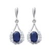 Boucles d'oreilles 24 mm clous - Kenza - argent 925 rhodié - zircon pierre bleue