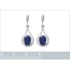 Boucles d'oreilles 24 mm clous - Kenza - argent 925 rhodié - zircon pierre bleue