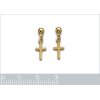 Boucles d'oreilles croix pendantes tiges plaqué or 750 jaune 17mm x 6mm
