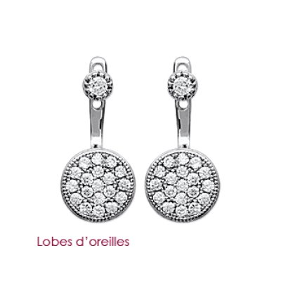 Boucles d'oreilles contour de lobe 12 mm - Fanny - argent 925 rhodié - zirconium