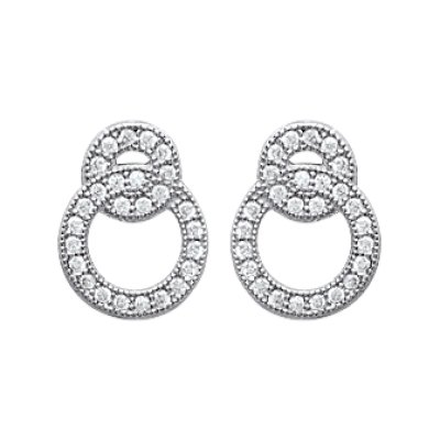 Boucles d'oreilles 12 mm anneaux clous puce - Ninon - argent 925 rhodié - zircon