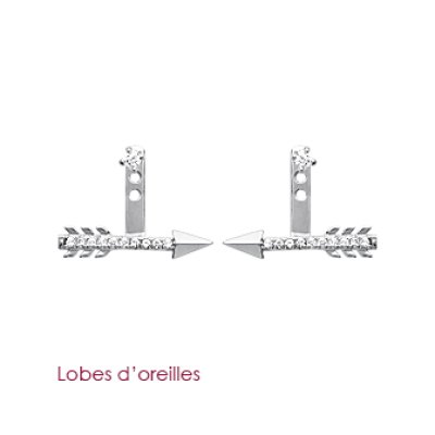 Boucles d'oreilles contour lobe flèches 12 mm - Lou - argent 925 rhodié - zircon