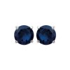 Boucles d'oreilles puces clous 5 mm - Aude - argent 925 rhodié - pierre bleue