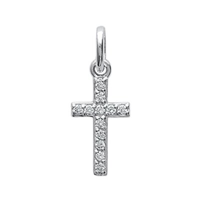 Pendentif argent massif 925 rhodié et oxyde de zirconium