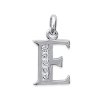 Pendentif femme Lettre "E" majuscule argent 925 rhodié et zircons 13mm
