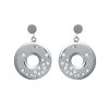 Boucles d'oreilles rondes femme pendantes Acier Zircons tiges poussettes