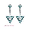 Boucles d'oreilles contour lobe 20 mm - Farah - argent 925 rhodié - pierres bleu