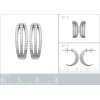 Boucles d'oreilles demi créoles 18 mm clous - Flore - argent 925 rhodié - zircon