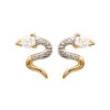 Boucles d'oreilles plaqué or 750 bicolore puces serpents oxyde de zirconium