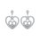 Boucles d'oreilles coeurs 23 mm pendantes - Sonia - argent 925 rhodié - zircons