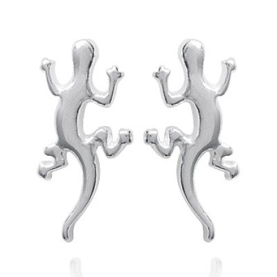 Boucles d'oreilles 15 mm salamandre lezard - Kelly - argent massif 925 rhodié