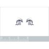 Boucles d'oreilles enfant puces dauphin 9 mm - Cala - argent 925 - cristal blanc