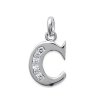 Pendentif femme Lettre "C" majuscule argent 925 rhodié et zircons 13mm