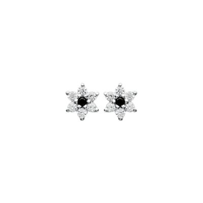 Boucles d'oreilles étoile 5 mm puces - Elina - argent 925 rhodié - zircon noir