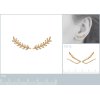 Boucles contours d'oreilles plaqué or branche feuille laurier zircons 21mm x 5mm