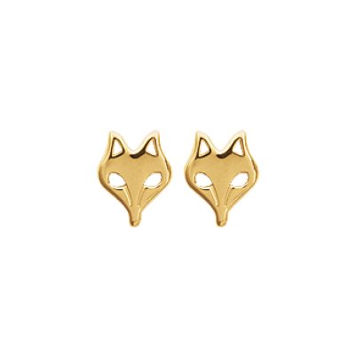 Boucles puces d'oreilles plaqué or 750 renard loup