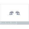 Boucles d'oreilles enfant puces dauphin 9 mm - Celia - argent 925 - cristal bleu