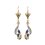 Boucles d'oreilles dormeuses pendante plaqué or bicolore Pierre noire 34mm x 7mm