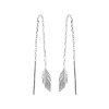 Boucles fils d'oreilles chaîne 45 mm plumes - Leana - argent massif 925 rhodié