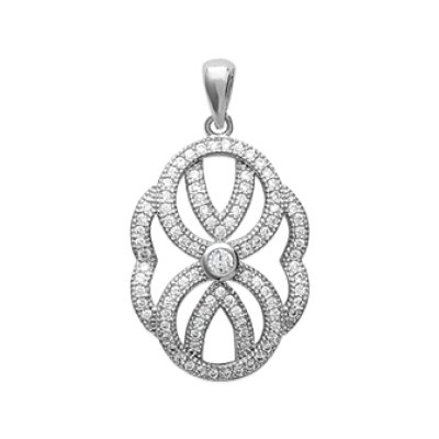 Pendentif argent massif 925 rhodié et oxyde de zirconium micro serti