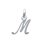 Pendentif lettre "M" argent massif 925 calligraphie 15mm majuscule