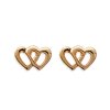 Boucles d'oreilles plaqué or 750 puces d'oreille double coeur 11mm x 7mm