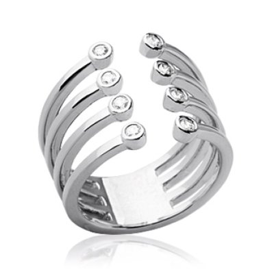 Bague argent massif 925 rhodié et oxyde de zirconium