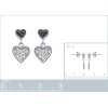 Boucles d'oreilles 16 mm coeurs - Aya - argent 925 rhodié - zircon noir et blanc