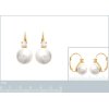 Boucles d'oreilles dormeuses Plaqué Or Zirconium et imitation perle 22mm x 8mm