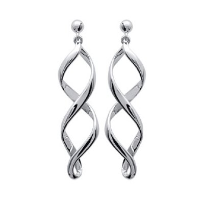 Boucles d'oreilles pendantes 45 mm clous - Joyce - argent massif 925 rhodié