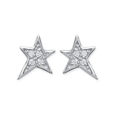 Boucles d'oreilles puces 10 mm étoiles - Keren - argent 925 rhodié - zirconium